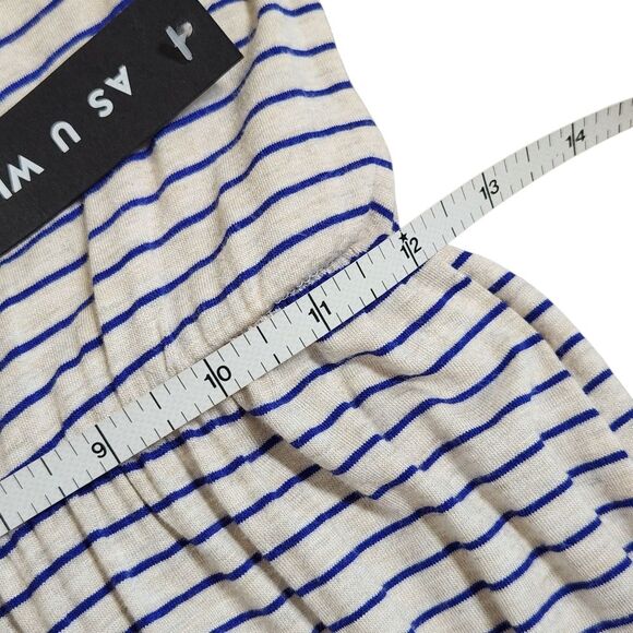 As U Wish Tank Maxi Dress Striped Jersey Knit Heather Cream Blue Small NWT - Picture 10 of 11